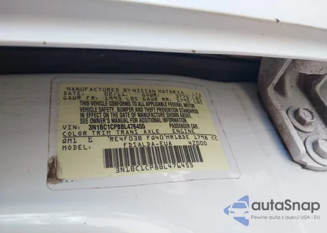 2011 Nissan Versa 1.8S из США, поврежденный, VIN 3N1BC1CP8BL476455